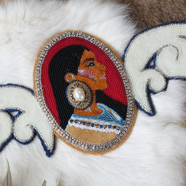 Mercedes G. Indigenous Beaded Cameo Wall Hanging