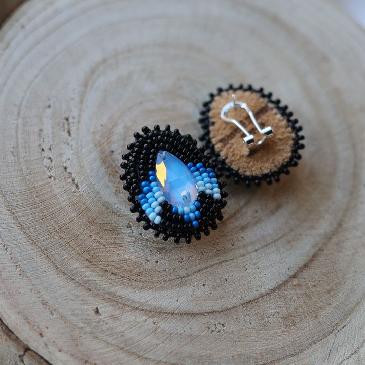 Boreal Forest Beads Gem Teardrop Beaded Earrings