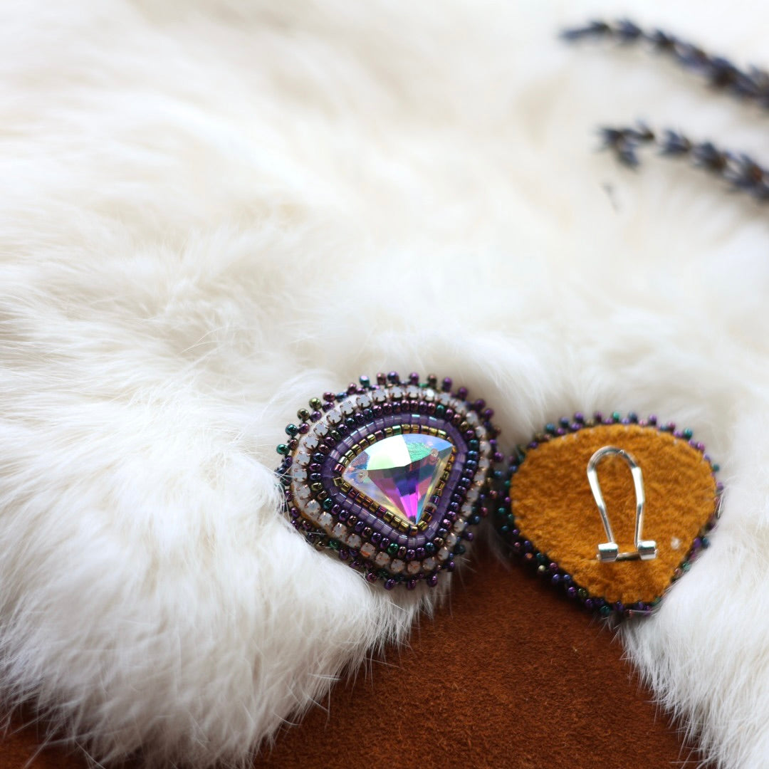Faye's Beadiful Creations Diamond-Shaped Gem Beaded Earrings
