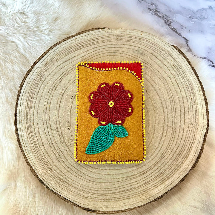 Doris M Beaded Floral Moose Hide Card Holder