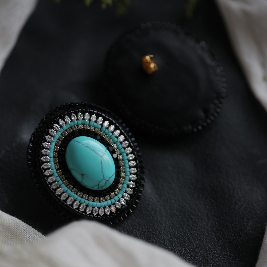 Beth Rose Designs Turquoise Beaded Stud Earrings