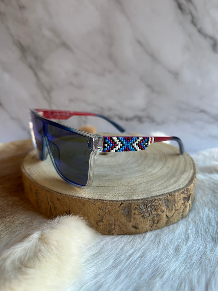 Rebelina Shield Beaded Sunglasses