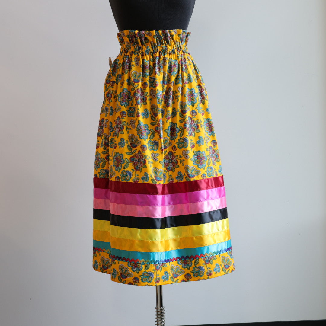 Margaret R. Beaded Floral Pattern Ribbon Skirts