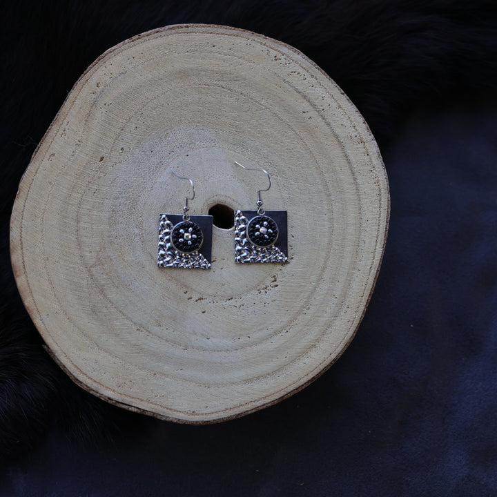 Helen Oro Designs Textured Metal Beaded Earrings