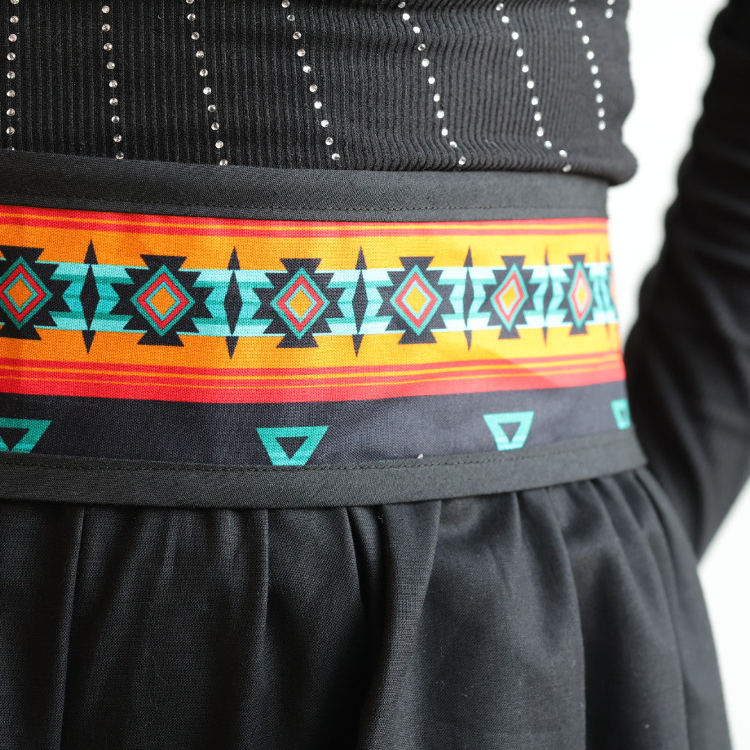Phoenyx Designs Turquoise & Orange Geometric Ribbon Pants & Belt