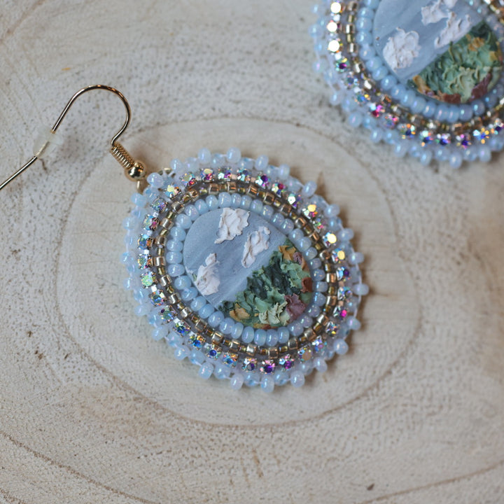 Prairie Moon Prairie Scene Clay Beaded Earrings