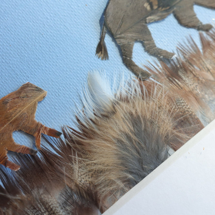 Shannon Dunn 8"x10" Bison Calf Feather Art