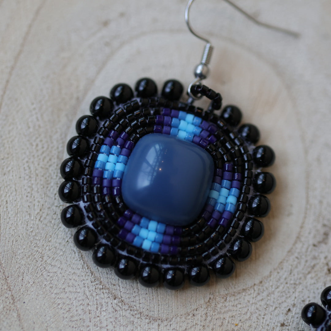 Sweetgrass Woman Creations Black Beaded Earrings