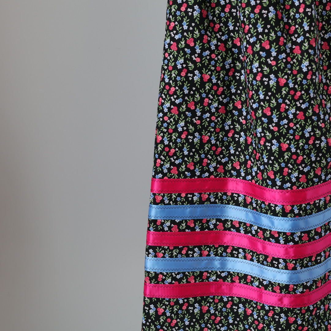 Vi's CREE-ations Pink & Blue Floral Ribbon Skirt