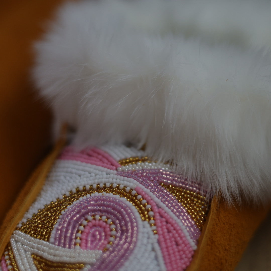 Moccasin Mama Pink Dimensions Beaded Moccasins