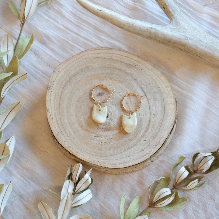 Dee Iyapes Elk Ivory Hoop Earrings