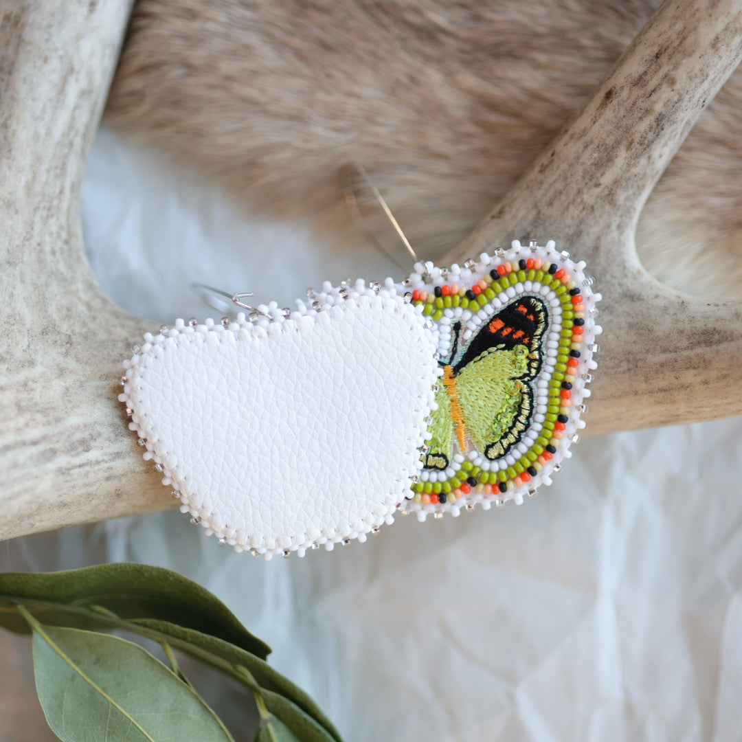 Keegan W. Green Embroidered Butterfly Earrings