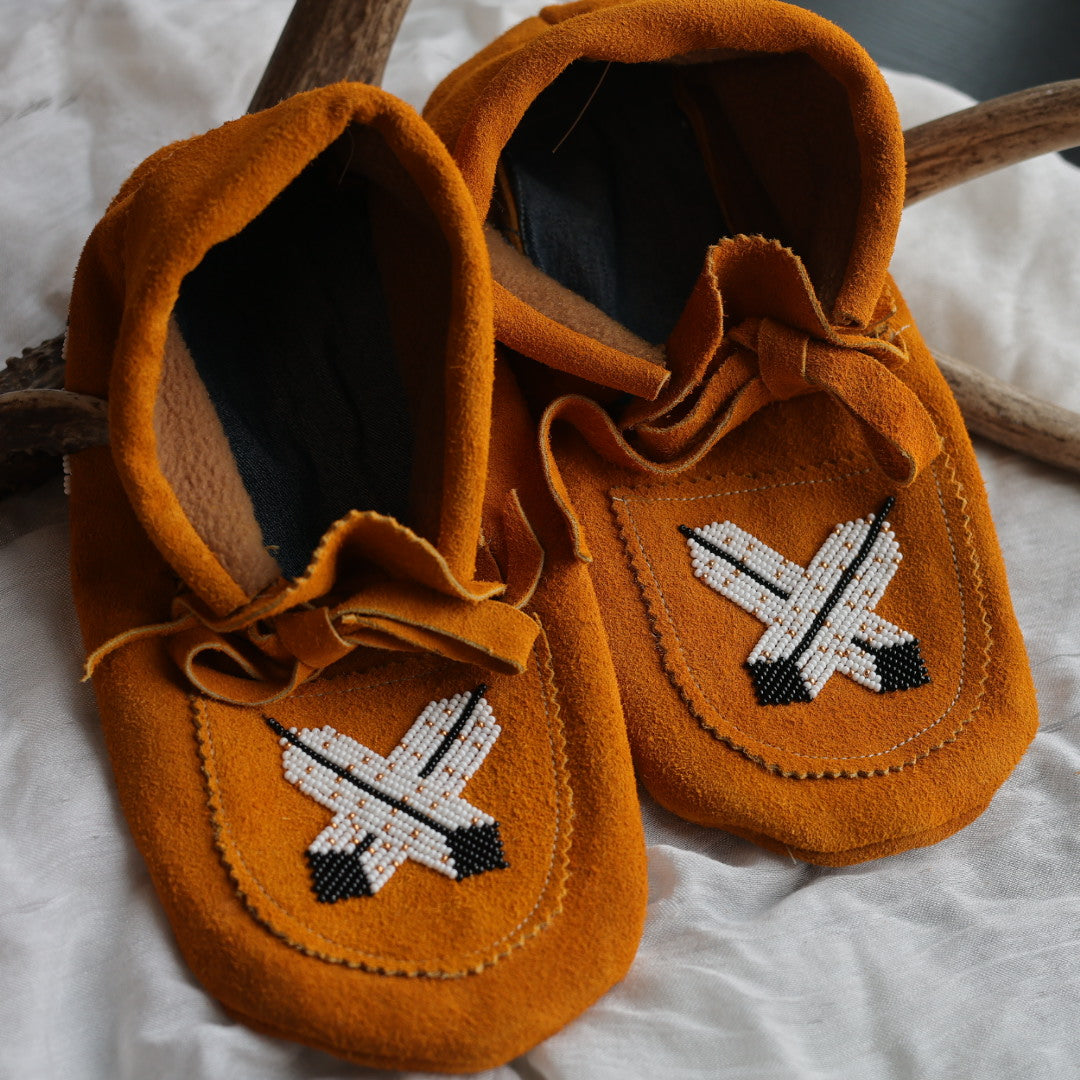 Sandra L. Men's 10 Beaded Feather Handmade Moccasins