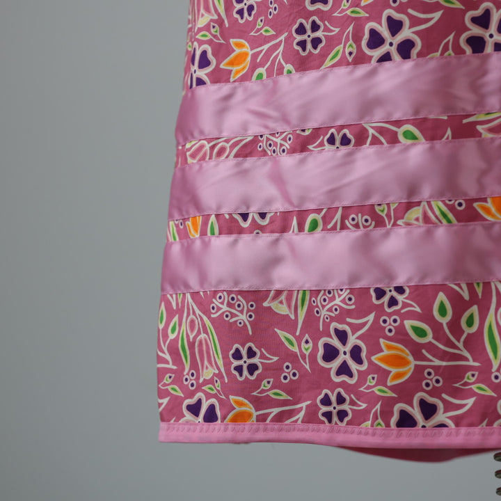 Carol B. Pink Floral Ribbon Skirt