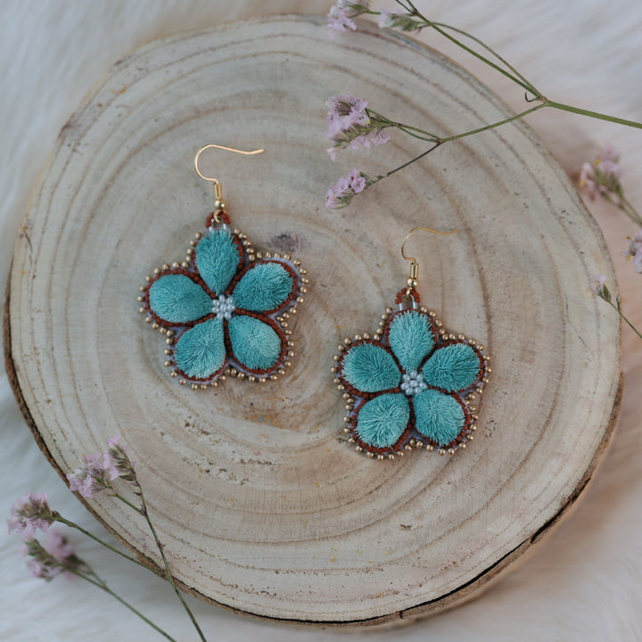 Sweetgrass Woman Creations Five Petal Floral Tufted Earrings