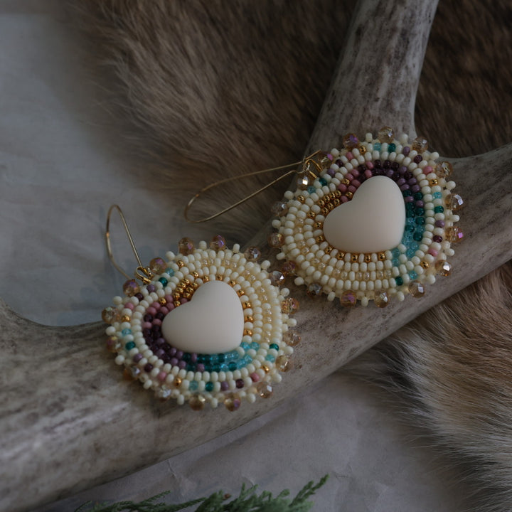 Keegan W. Beaded Heart Earrings