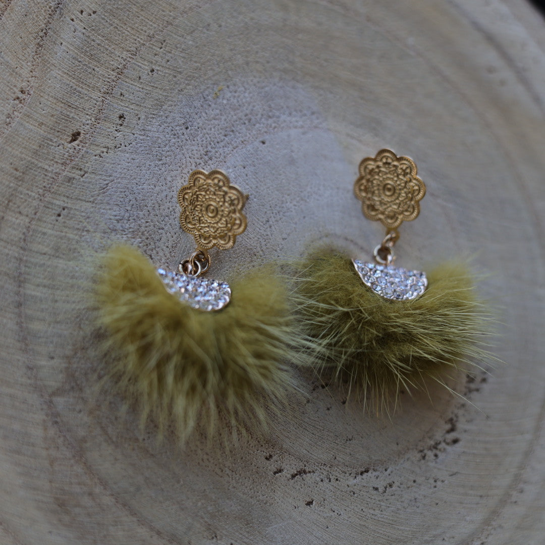 Helen Oro Designs Floral Mink Drop Earrings