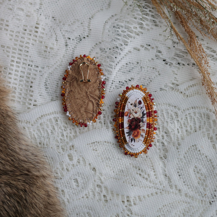 Prairie Sage Beadwork Amber Floral Beaded Earrings