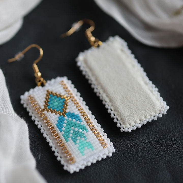 Beth Rose Designs Teal &amp; Gold Loomed Earrings