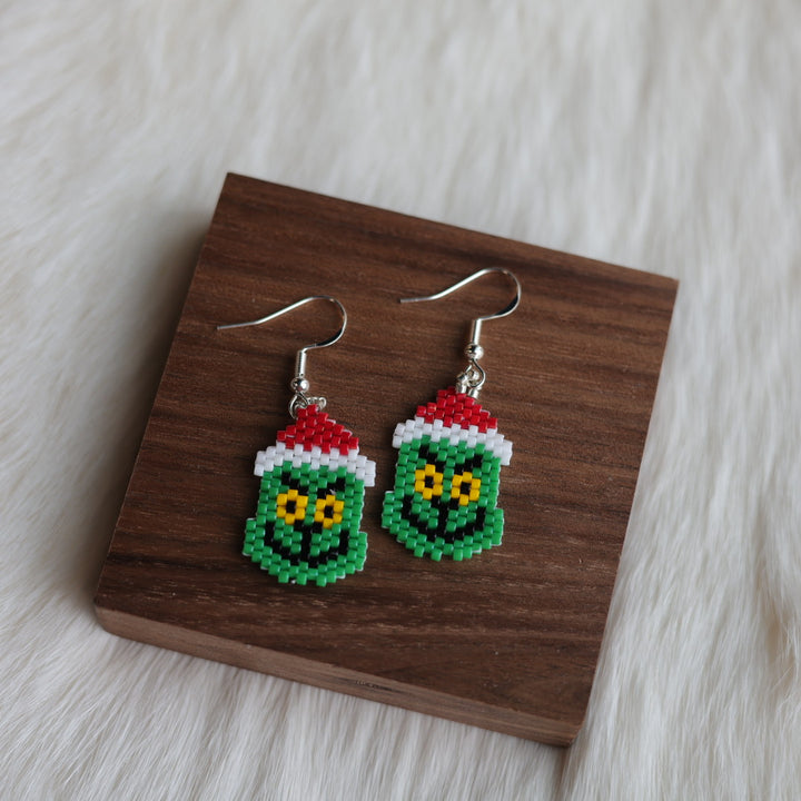 Dorothy B. Grinch Christmas Peyote Earrings