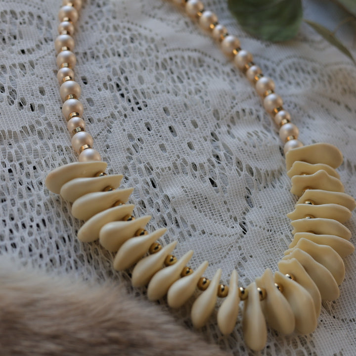 Prairie Sage Beadwork Pearl & Imitation Elk Ivory Set