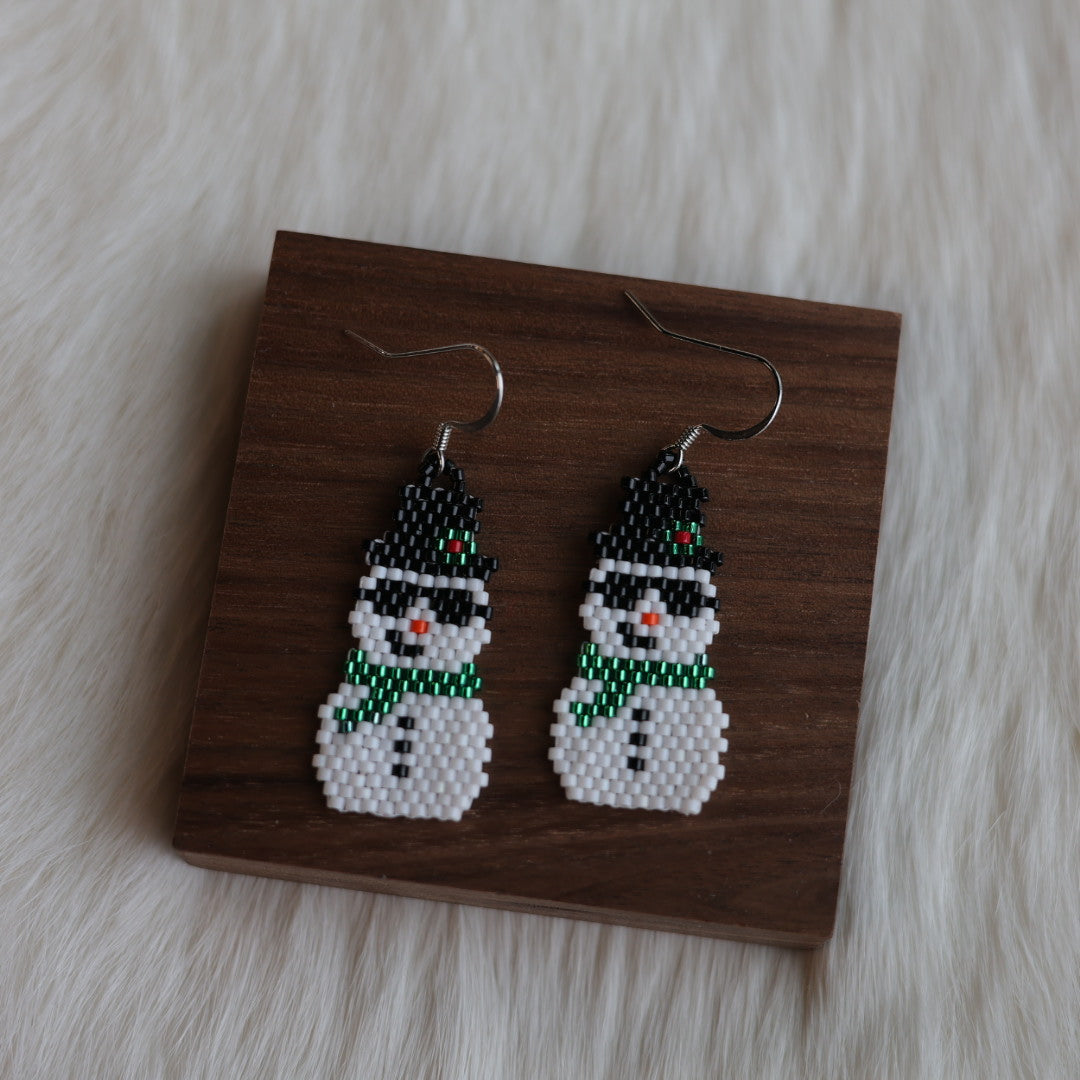 Dorothy B. Large Christmas Themed Peyote Earrings