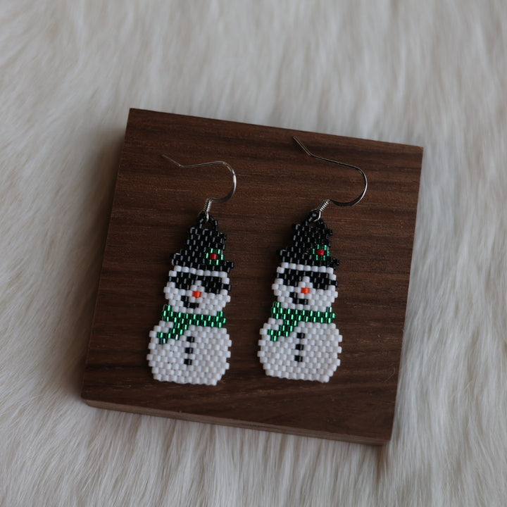Dorothy B. Large Christmas Themed Peyote Earrings