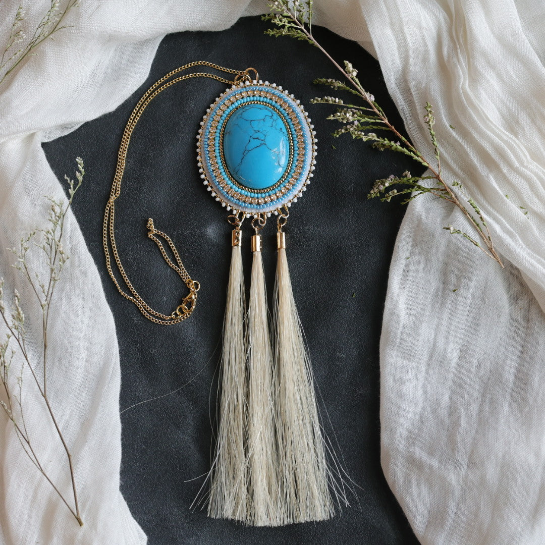Beth Rose Designs Turquoise &amp; Horsehair Pendant Necklace
