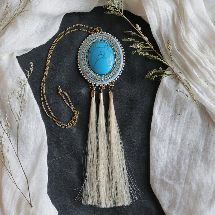 Beth Rose Designs Turquoise &amp; Horsehair Pendant Necklace