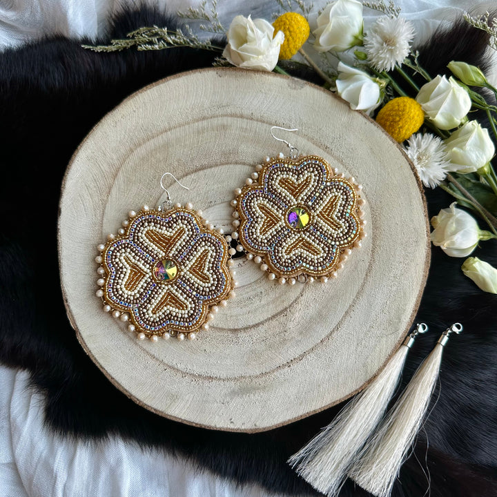 Ironstar Co. 4 Petal Floral Convertible Beaded Earrings