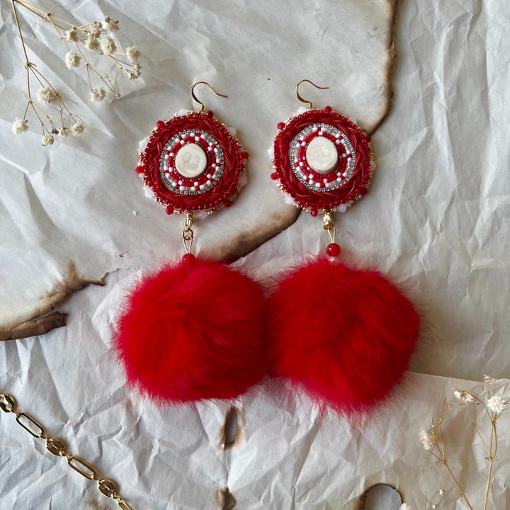 TLee Beads Convertible Rabbit Fur Earrings