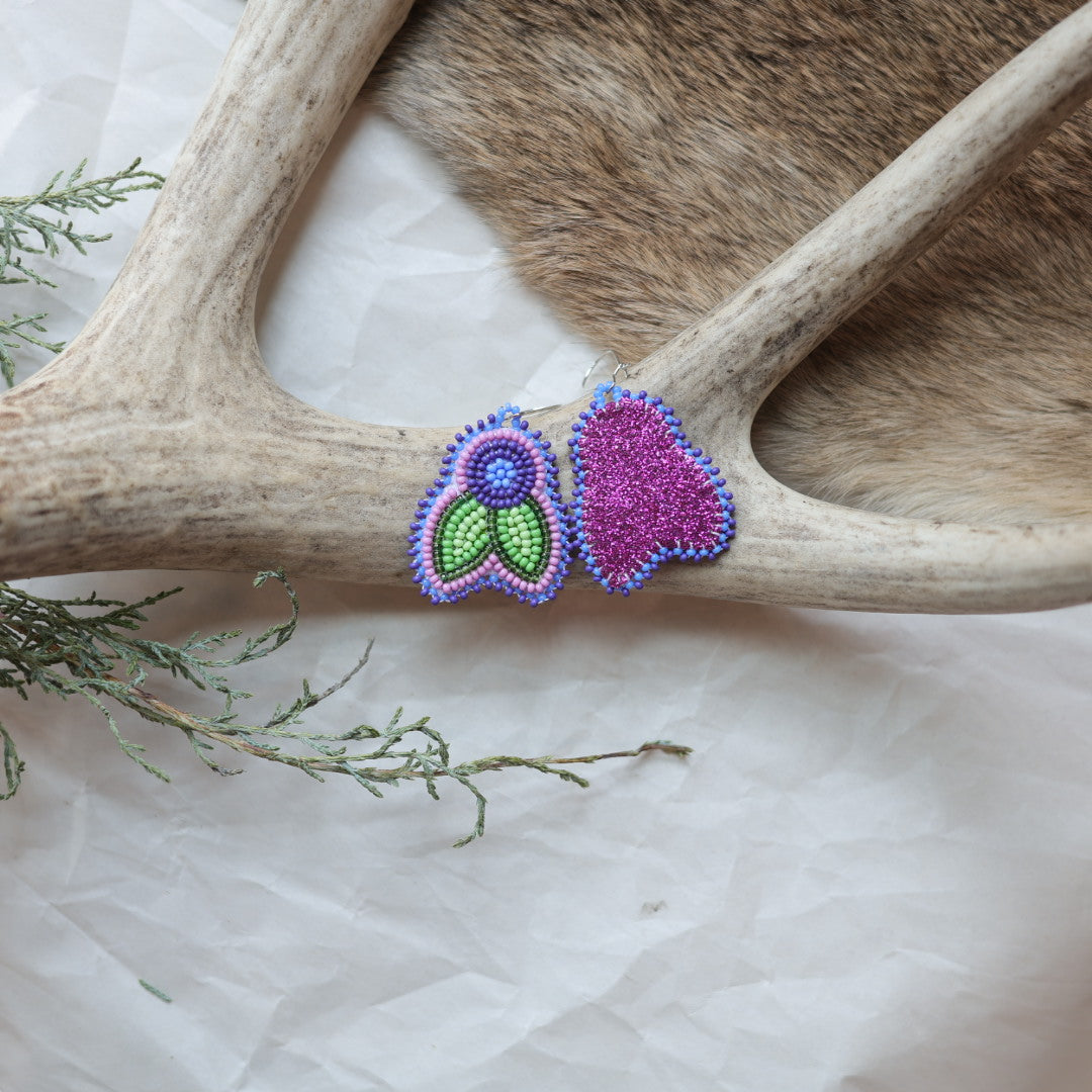 Keegan W. Beaded Saskatoon Berry Earrings