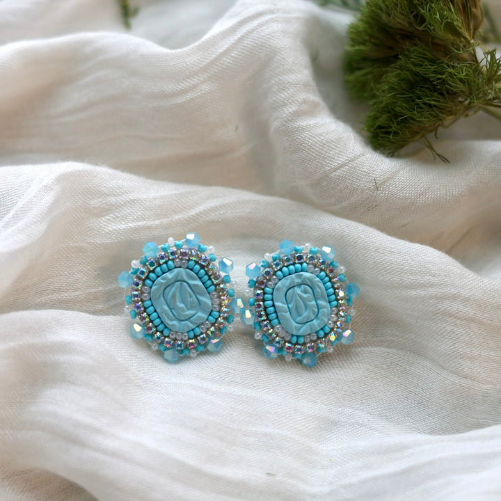 Prairie Beads Sky Blue Beaded Earrings