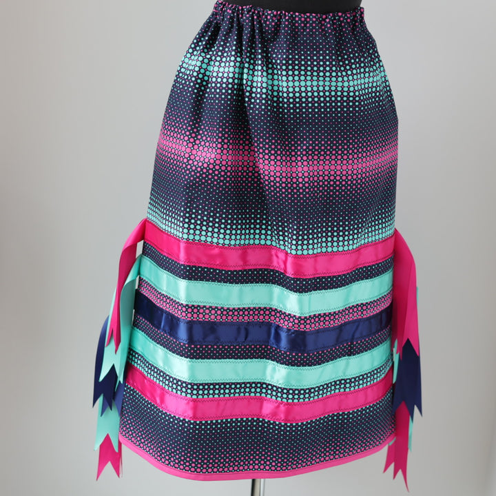 Vi's CREE-ations Pink & Teal Polka Dot Short Ribbon Skirt