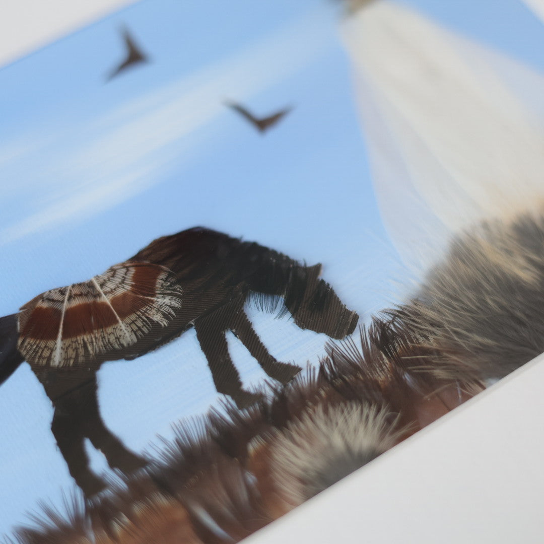Shannon Dunn 8"x10" Horse Scene Feather Art
