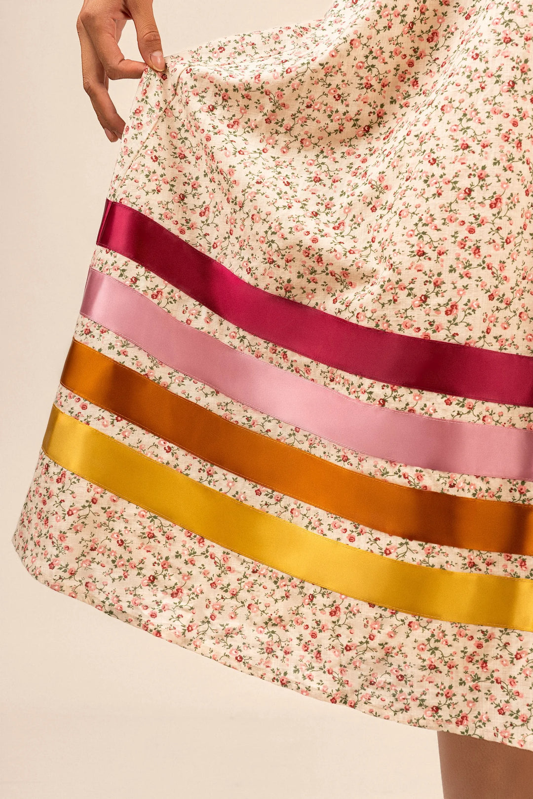B. YELLOWTAIL Corset Midi Ribbon Dress- Pink