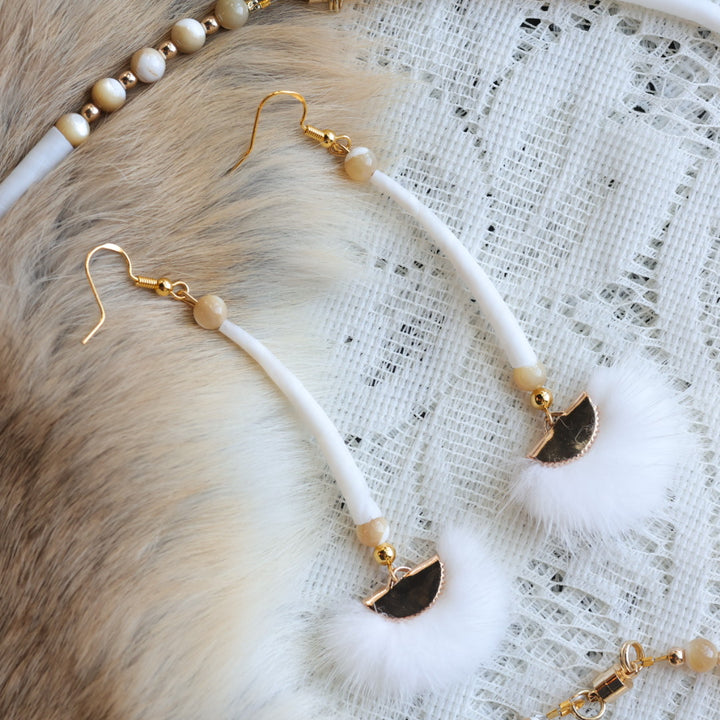 Prairie Sage Beadwork Mother of Pearl & Dentalium Set