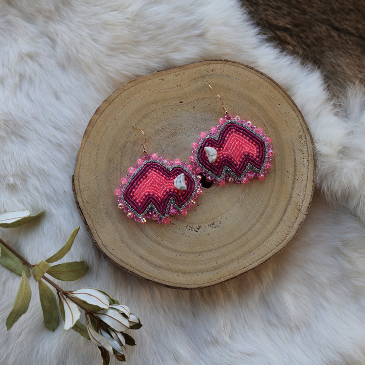 Mercedes G. Pink Duotone Bison Beaded Earrings