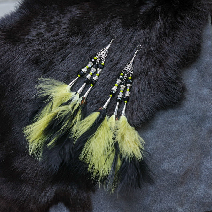 Helen O. 3 Strand Feather Earrings