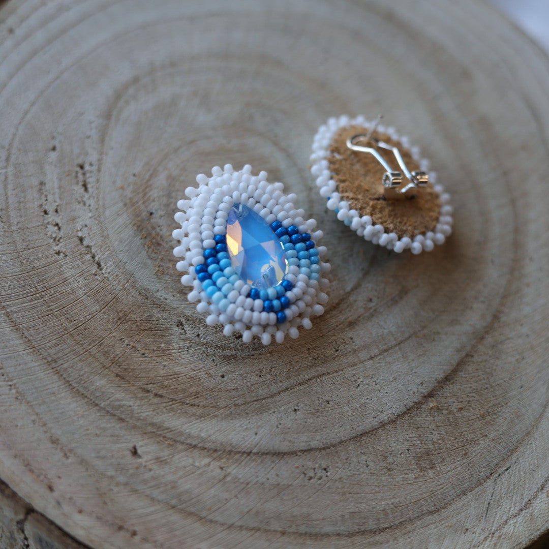 Boreal Forest Beads Gem Teardrop Beaded Earrings