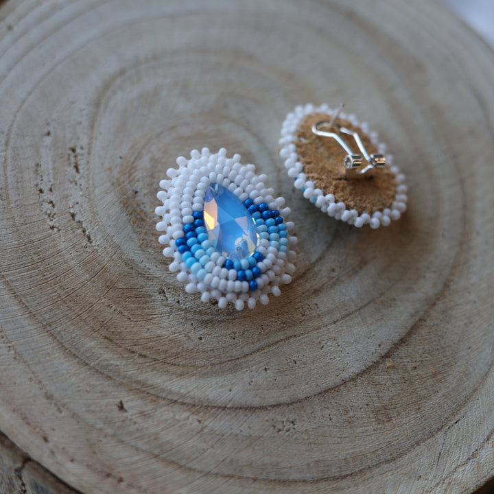 Boreal Forest Beads Gem Teardrop Beaded Earrings