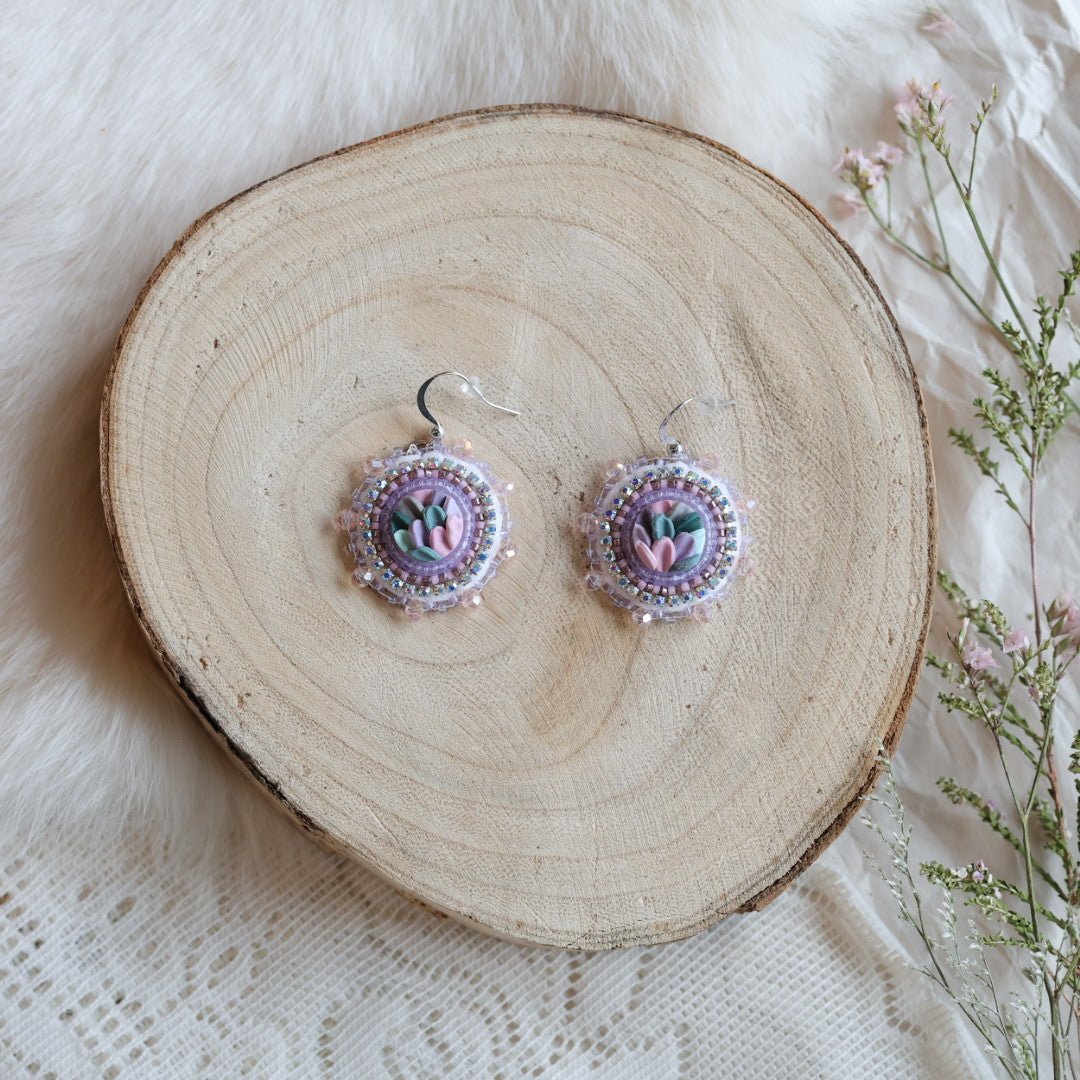 Prairie Moon Bouquet Clay Beaded Earrings