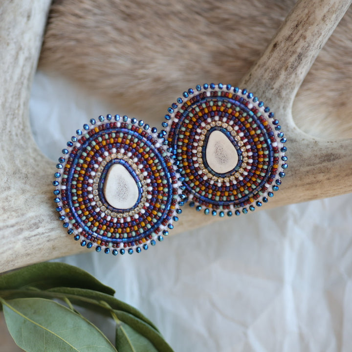 Keegan W. Moody Elk Antler Beaded Earrings