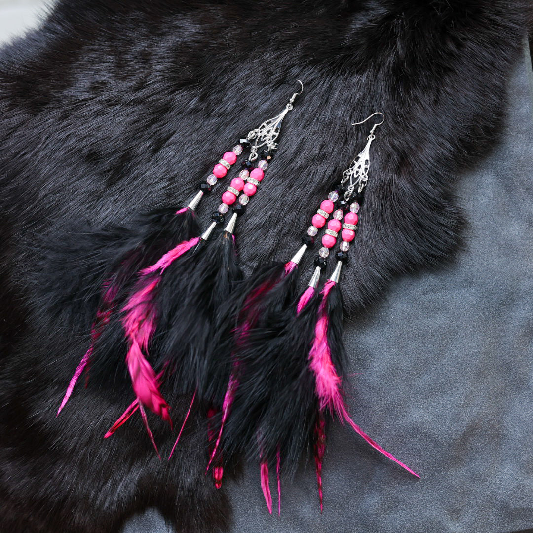 Helen O. 3 Strand Feather Earrings