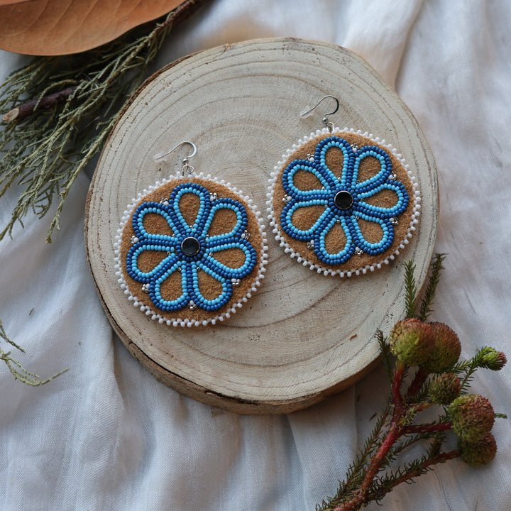 Boreal Forest Beads Floral Beaded Moose Hide Earrings