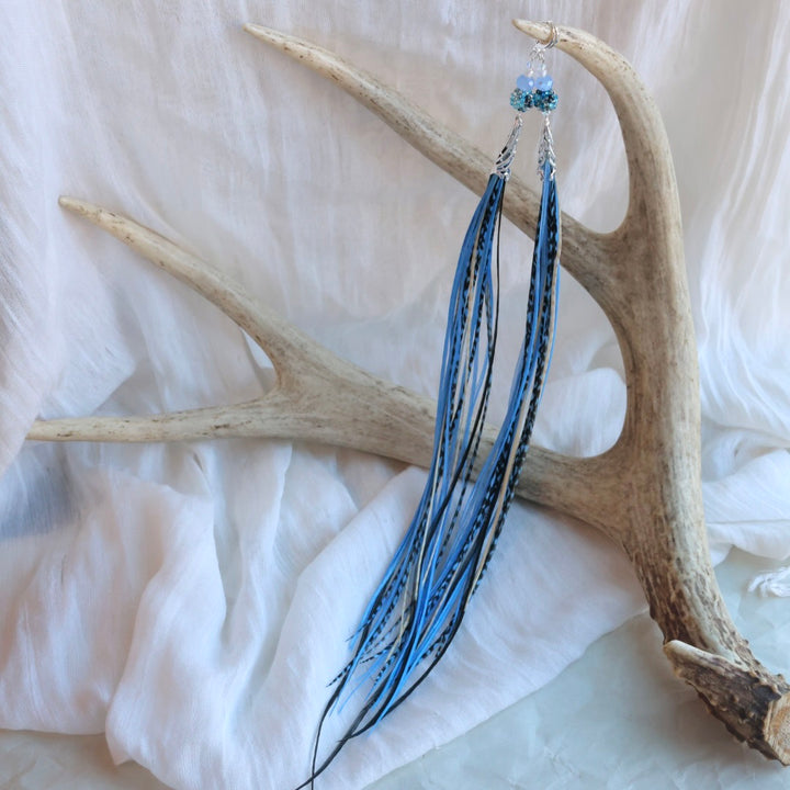 Beaded Blends Fly-Away Rooster Feather Earrings