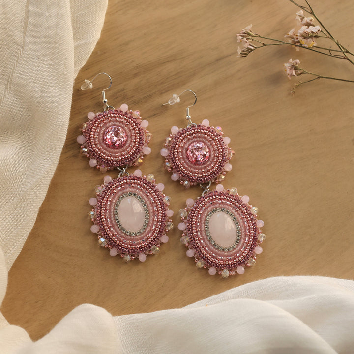 Nikki P. Pink Two Tier Beaded Earrings