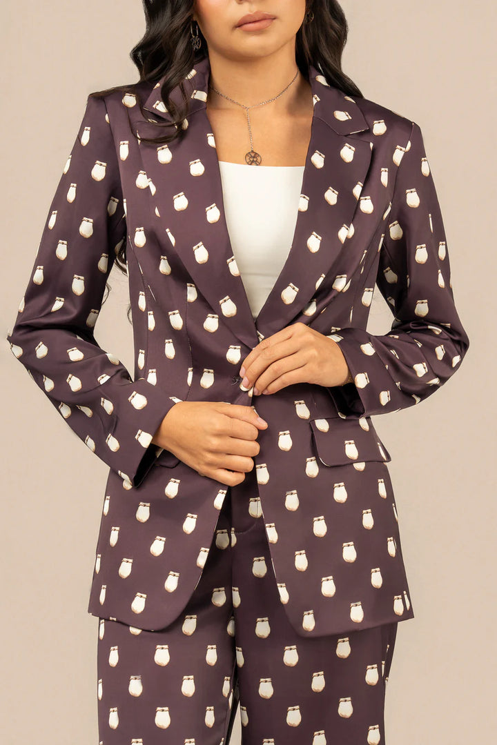 B. YELLOWTAIL Elk Ivory Satin Suit Blazer- Fig