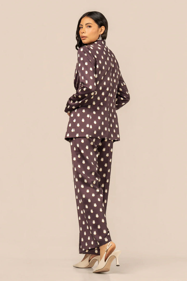 B. YELLOWTAIL Elk Ivory Satin Suit Blazer- Fig