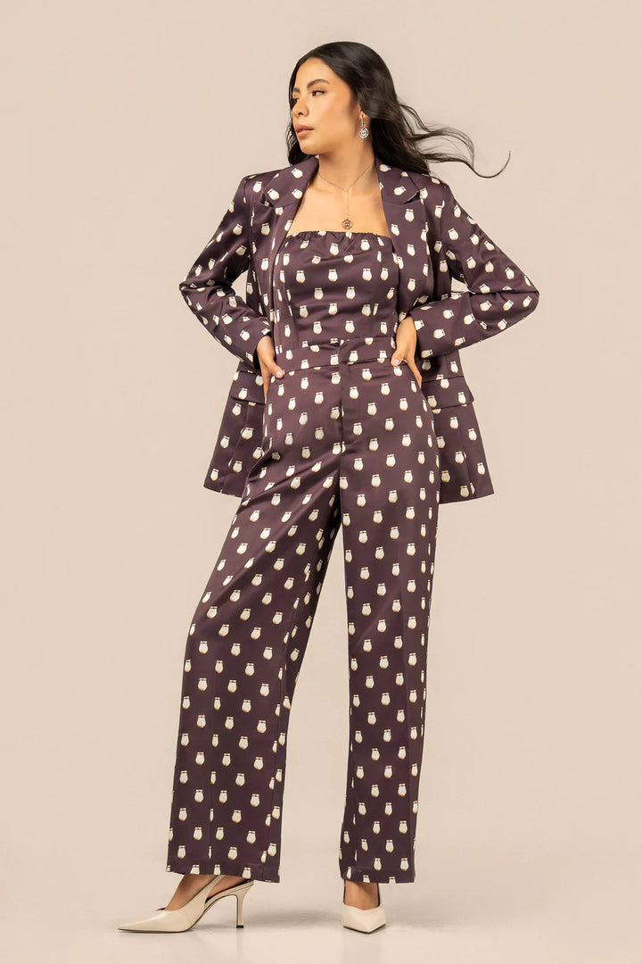 B. YELLOWTAIL Elk Ivory Satin Suit Blazer- Fig